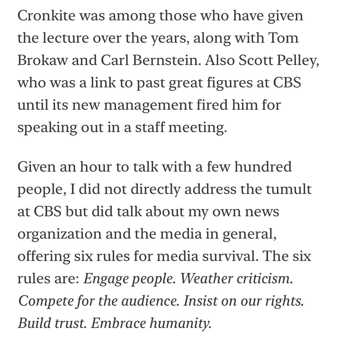 NPRinskeep's tweet photo. This week I was asked to give a speech in a series that is named after Richard Salant, a legendary president of CBS News. https://t.co/mbOAX7ytO7