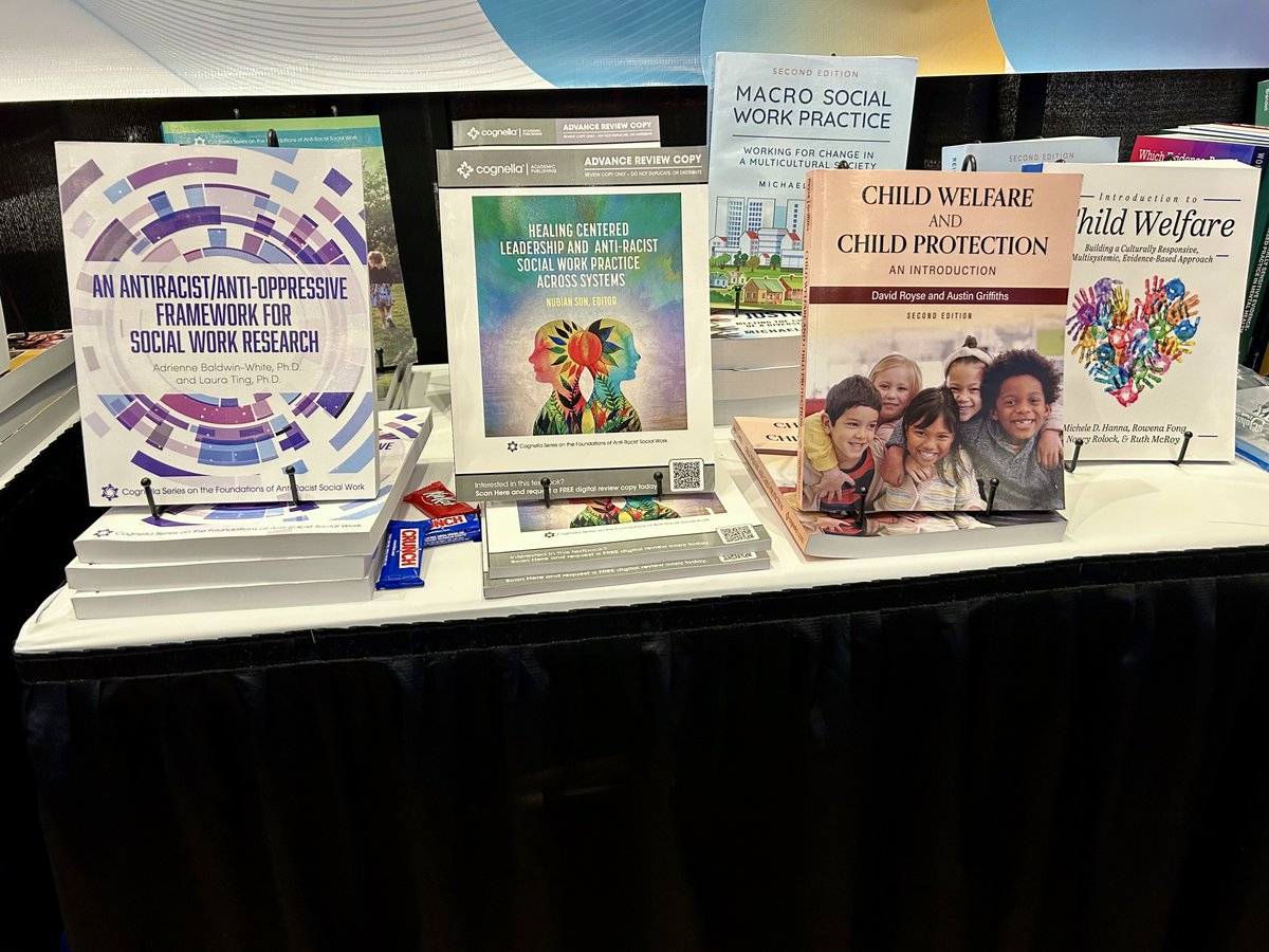 Cognella's tweet photo. 🌞Good morning, #CSWE26 attendees! 
Don’t miss out on your chance to see our new and noteworthy titles on display at our booth (#305) in the exhibit hall. We are open today from 9 to 5! 📚👀 https://t.co/cLV3xMSfpo