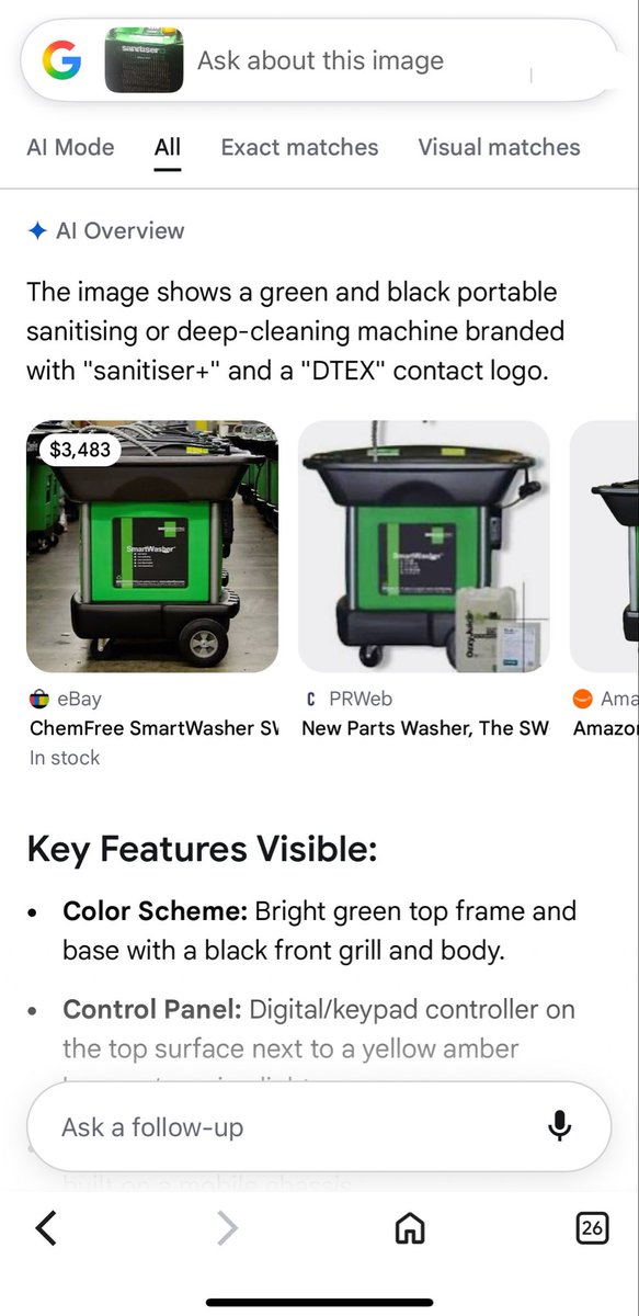 Dariusaurus's tweet photo. I just discovered that google lens gives you different results based on your vpn.

What an absolutely absurd situation, why would the identity of an object be hidden to some countries??

The internet is completely broken. 

UK on the left, USA vpn on the right. https://t.co/NQVM5Ib6Sw