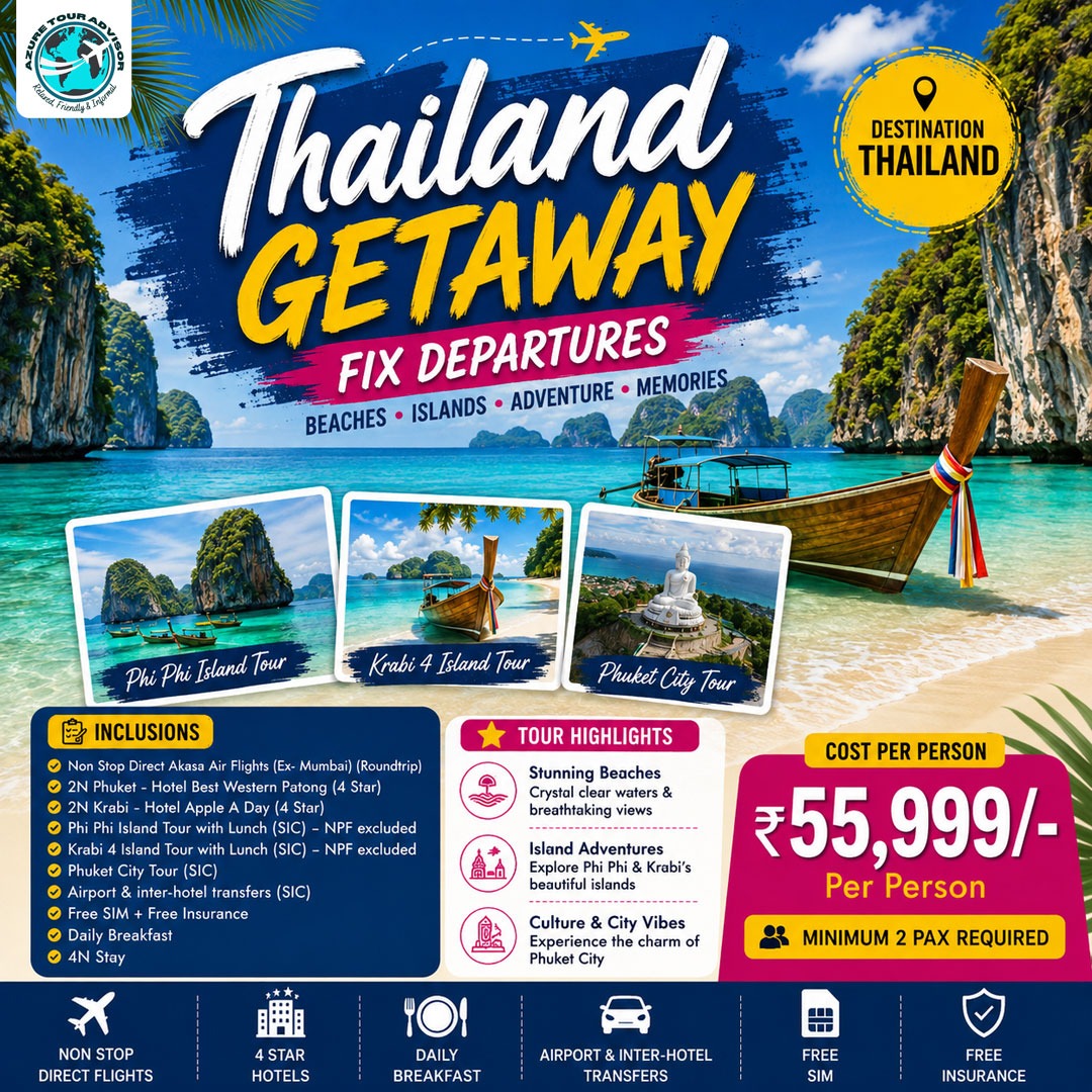 billy_medina's tweet photo. Thailand Getaway: Phuket, Krabi &amp; Phi Phi Islands from ₹55, 999 per person. 4 nights, direct Mumbai flights, 4-star stays, island tours, breakfast, transfers, SIM and travel insurance. Minimum 2 guests. https://t.co/BMWm9CG3QZ