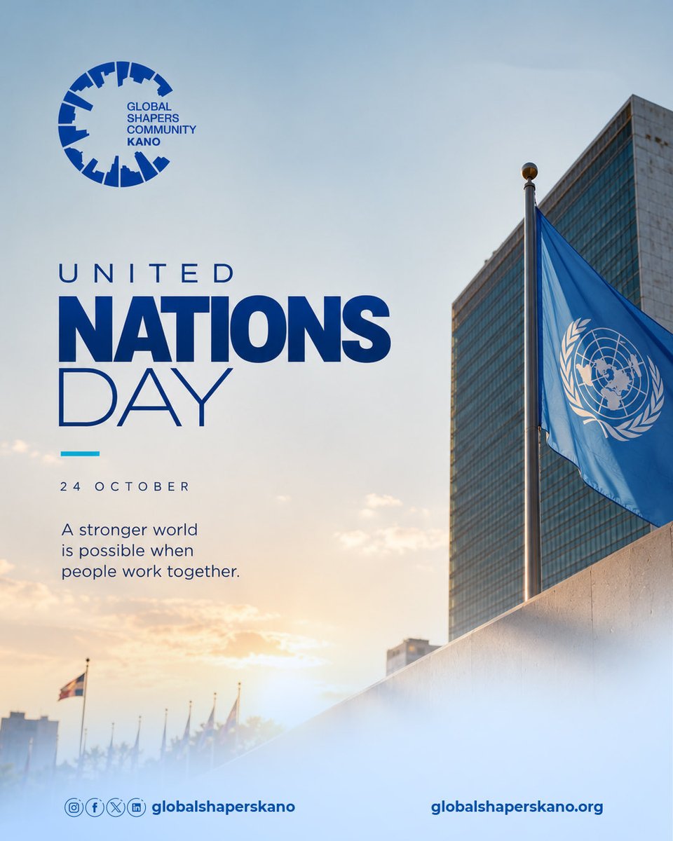 ShapersKano's tweet photo. This United Nations Day, we celebrate the power of cooperation and the belief that a stronger world is possible when people work together. Here's to building it, one community at a time.

#unitednationsday #strongertogether #sdgs #globalshaperskano #communityimpact https://t.co/bnUCwZBSLf