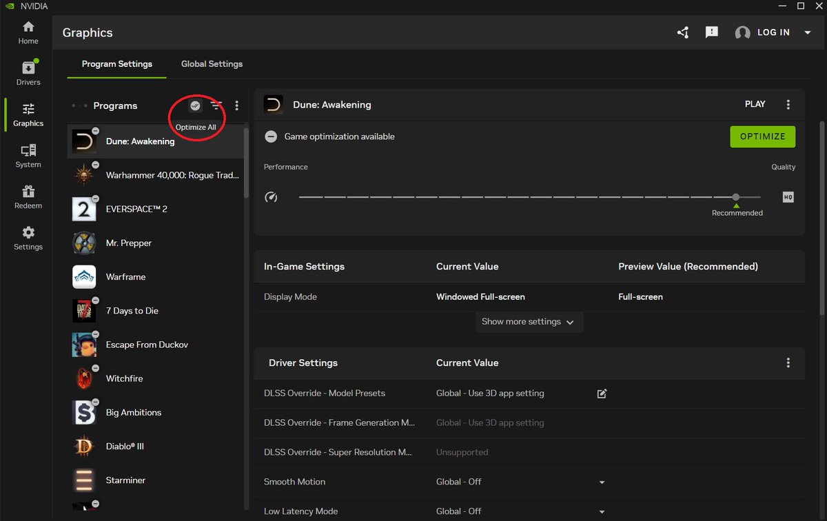 Mentelgen_'s tweet photo. Okay, so this doesn’t exist then?

Most modern “optimization” on PC is literally one button in the NVIDIA App for the vast majority of games if your hardware cannot brute force it or let the game auto-pick settings, yes, all modern games auto pick settings.

Also, you clearly know what “larp” means since you got offended by it. Funny.

And “I have an i9” is meaningless. Which one? It matters. A lot. Otherwise it's literally like saying "I have a RTX card" or "I have a Ryzen 9"

Oh yeah, and the "PC does not have GTA6" is rather funny considering its going to get a release on PC..... so yeah, way to use an example to own yourself, not that I'd play it, GTA4 reigns supreme and all.