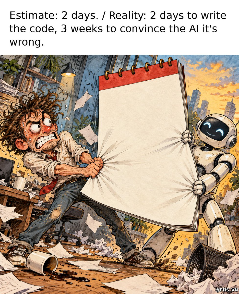 FHS_VN's tweet photo. The code was the easy part. Who else is debating their AI at 10pm on a Saturday? #ProgrammerHumor #AI https://t.co/Fk0xY7q9BT