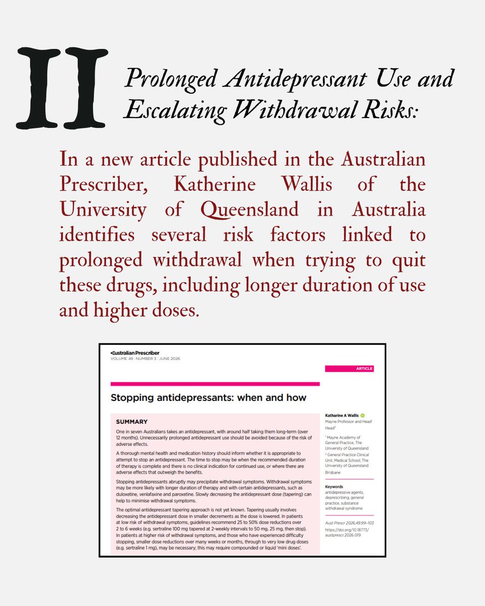 Mad_In_America's tweet photo. Read the complete review by Richard Sears here: https://t.co/LO9wNbnygy 

[Science news, weekly digest, antidepressant, withdrawal, ssri, dysfunction, bleeding, risk]
#antidepressant #ssri #withdrawal https://t.co/noAqXo46be