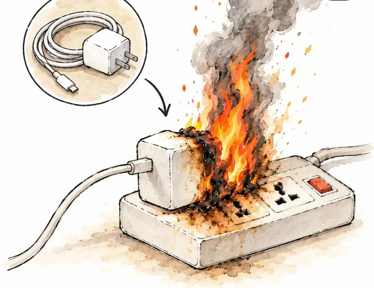 minds_eminent's tweet photo. NEVER LEAVE A CHARGER PLUGGED IN WITHOUT YOUR PHONE :

here's why it can be dangerous 🧵👇🏻 https://t.co/NZupRafngv
