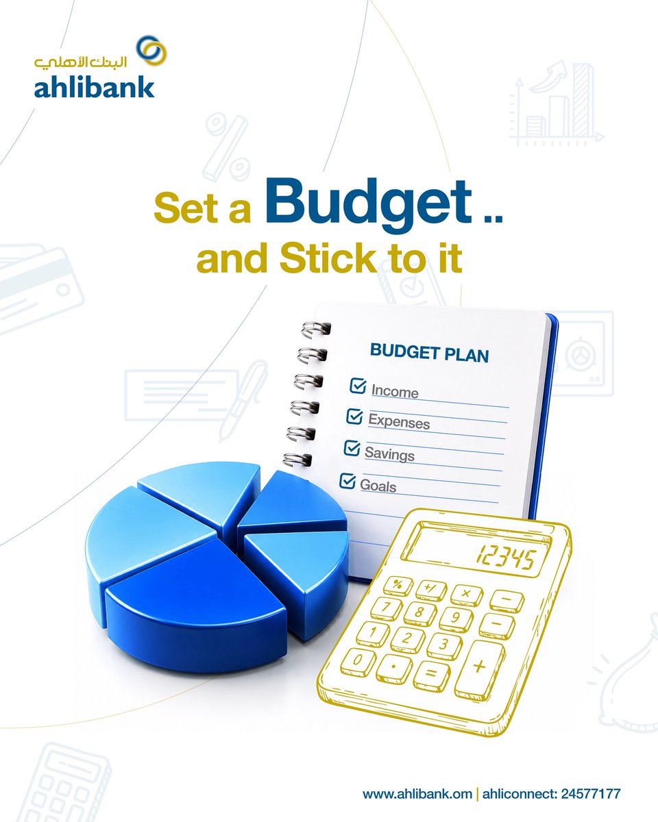 ahlibank's tweet photo. 📊💡
Set a budget and stick to it.

A simple step towards better spending and achieving your financial goals.

#ahlibank #YourPartnerinExcellence https://t.co/POB5aCA54v