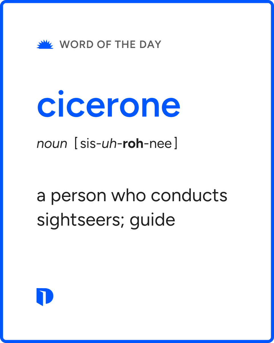 Dictionarycom's tweet photo. Today's #WordOfTheDay is cicerone. 

Learn more about this word: https://t.co/R2gg9Q7tII https://t.co/S7Ut2p9fFg