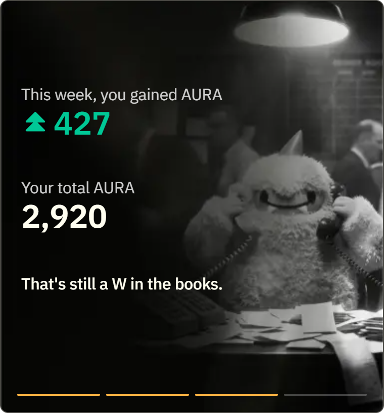 cutemoon66's tweet photo. Week 7 of mainnet AURA just dropped.

got 427 AURA this week👀

Happy Aura Day. https://t.co/DgY45UWluz