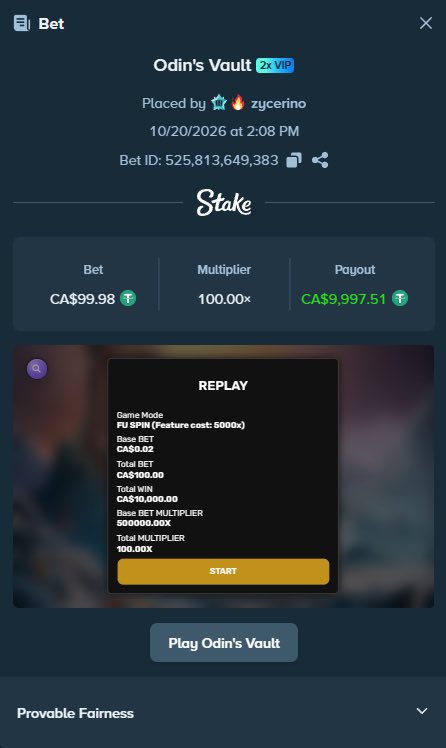 Zycerino's tweet photo. Day 3 of trying to get a DOUBLE on my Max Win on Odin’s Vault 🔥

If @ValkyrieXStudio doubles this hit, I’m sharing $2,500 CAD with the community 💙 https://t.co/pCqZtq2NSX