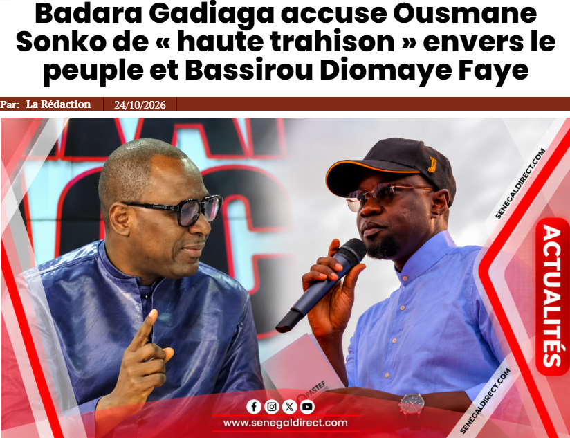 senegaldirect's tweet photo. Badara Gadiaga accuse Ousmane Sonko de « haute trahison » envers le peuple et Bassirou Diomaye Faye https://t.co/WccFKQiGzu via @Senegal Direct #SenegalDirect #BadaraGadiaga #OusmaneSonko #DiomayeFaye #Pastef #DettePublique #MackySall #TFM #PolitiqueSénégalaise https://t.co/YiGjs7XlQG