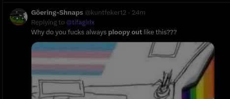 hollysqueak's tweet photo. I set up an extension to auto-replace all instances of "troon" with "ploopy" and oh my god this is beautiful https://t.co/TlyHMUcMwy