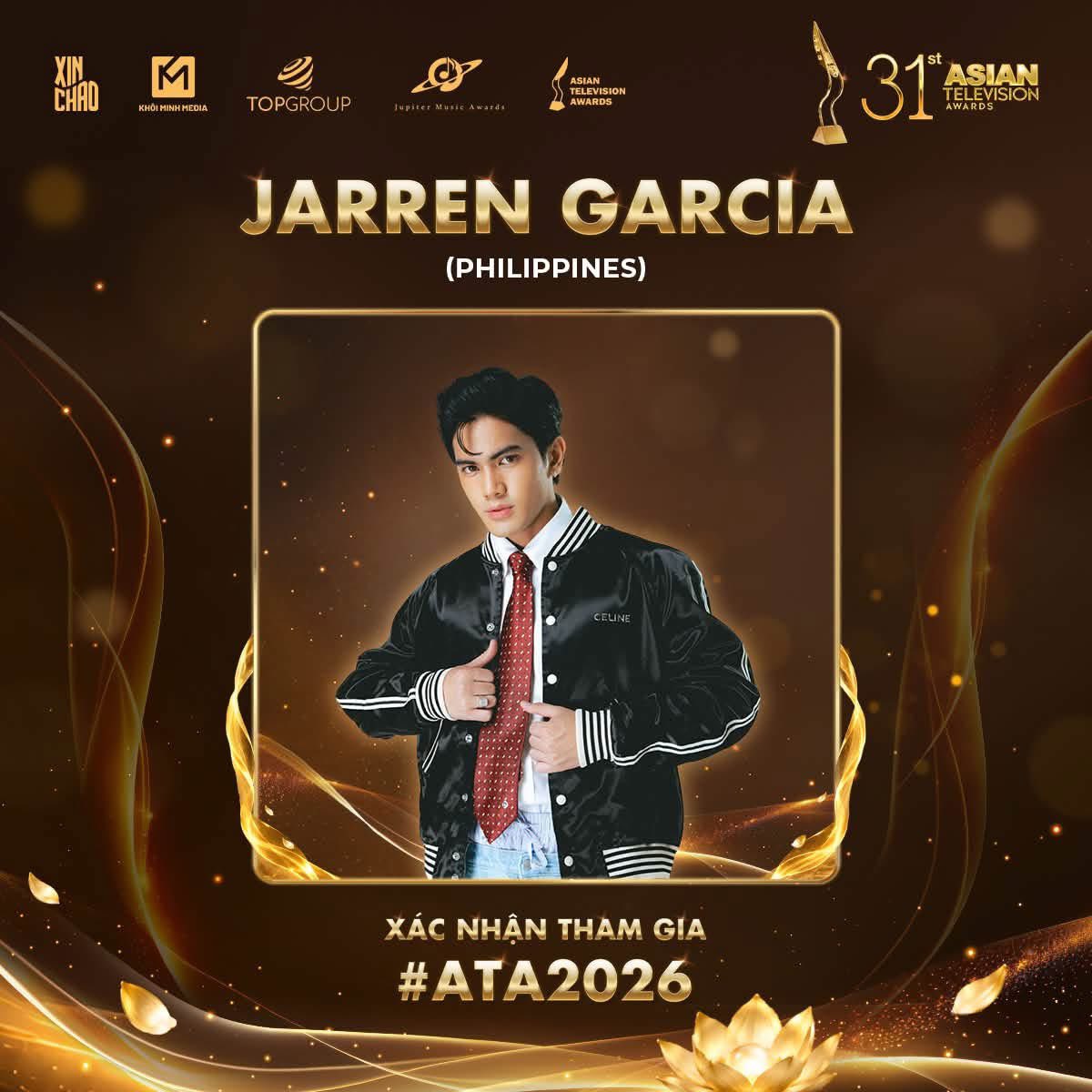 jarrenlundunboy's tweet photo. Jarren Garcia is set to represent the Philippines and perform at the Asian Television Awards in Vietnam on November 13–14, 2026. ✨✨

#JarrenGarcia | @jarrenglorious https://t.co/noTmmBXzef