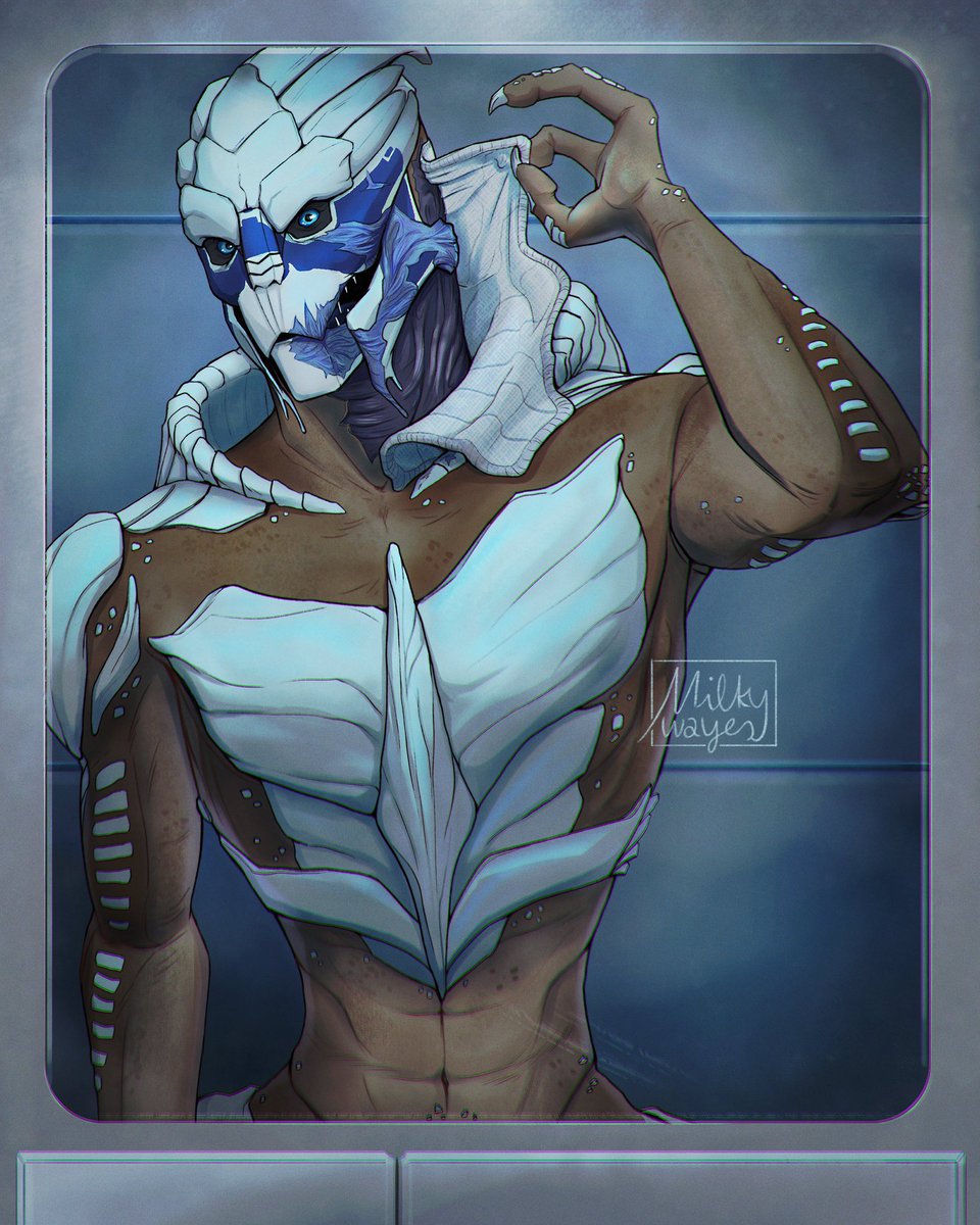 MilkywayesArt's tweet photo. meet: your new face 

that time i accidentally turned an angsty concept into a thirst trap

#masseffect #garrusvakarian https://t.co/1xSVUiWrsK