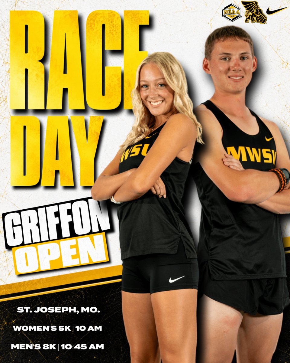MwsuTf's tweet photo. Race Day 🏃‍♀️🏃‍♂️

Back on our home course hosting the Griffon Open for one final tune-up before the MIAA Championships!

📍 St. Joseph, Mo.
⏰ Women's 5K at 10 AM | Men's 8K at 10:45 AM
🏟️ Griffon Cross Country Course
📊 https://t.co/i0ceX57jk1

#GriffUp🦅🦁 https://t.co/gBRfEIs9By