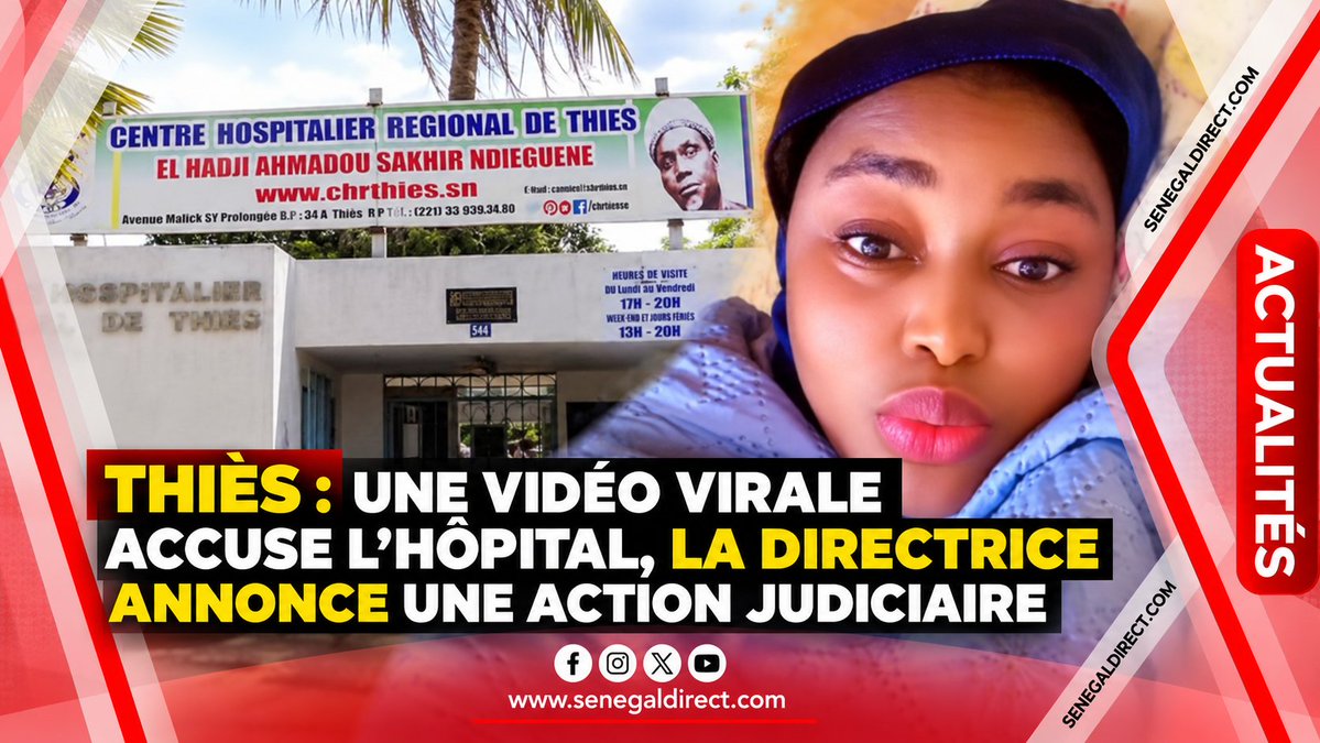 senegaldirect's tweet photo. Thiès : Une vidéo virale accuse l’hôpital, la directrice annonce une action judiciaire  https://t.co/0WWPL2tI1r via @Senegal Direct  #SenegalDirect #Thiès #HôpitalDeThiès #Césarienne #SantéSénégal #MariamaCissokho #Enquête #PréventionSanté #ActualitéSénégalaise https://t.co/xs4QmrLAmj