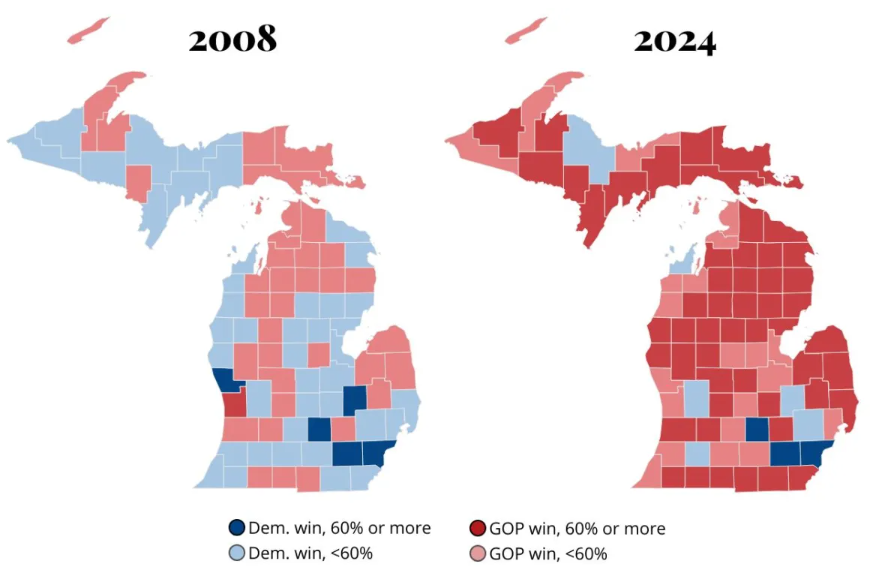 DonnieDetroit19's tweet photo. Trump easily won Michigan, so why does the Hotdog Heiress say doing what the President wants is a bad thing? Because the base emotion for dems is a hatred for Donald Trump. She is trying to get the lunatic wing of the party out to vote. And its all about turnout this year. 2008 to 2024 the GOP picked up 768,000 votes! We can do it again.