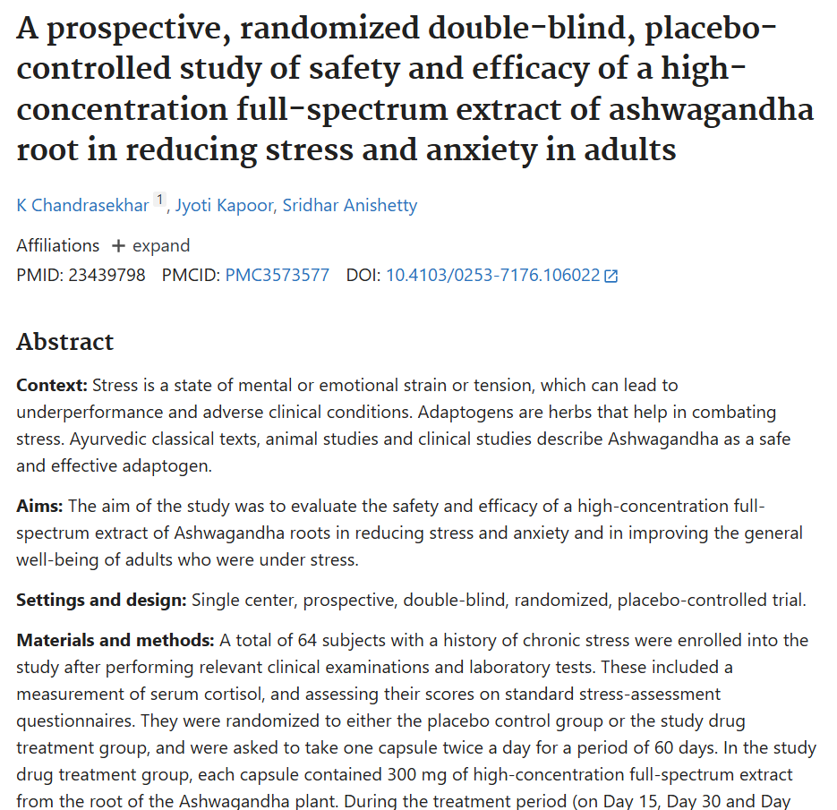 LeddyLLC's tweet photo. This ashwagandha study is insane.

Chronically stressed adults taking 600mg of ashwagandha a day cut their cortisol by 27.9% in just 60 days. Their stress scores dropped 44%.

Here's the breakdown (1/10): https://t.co/gvXxihT6cQ