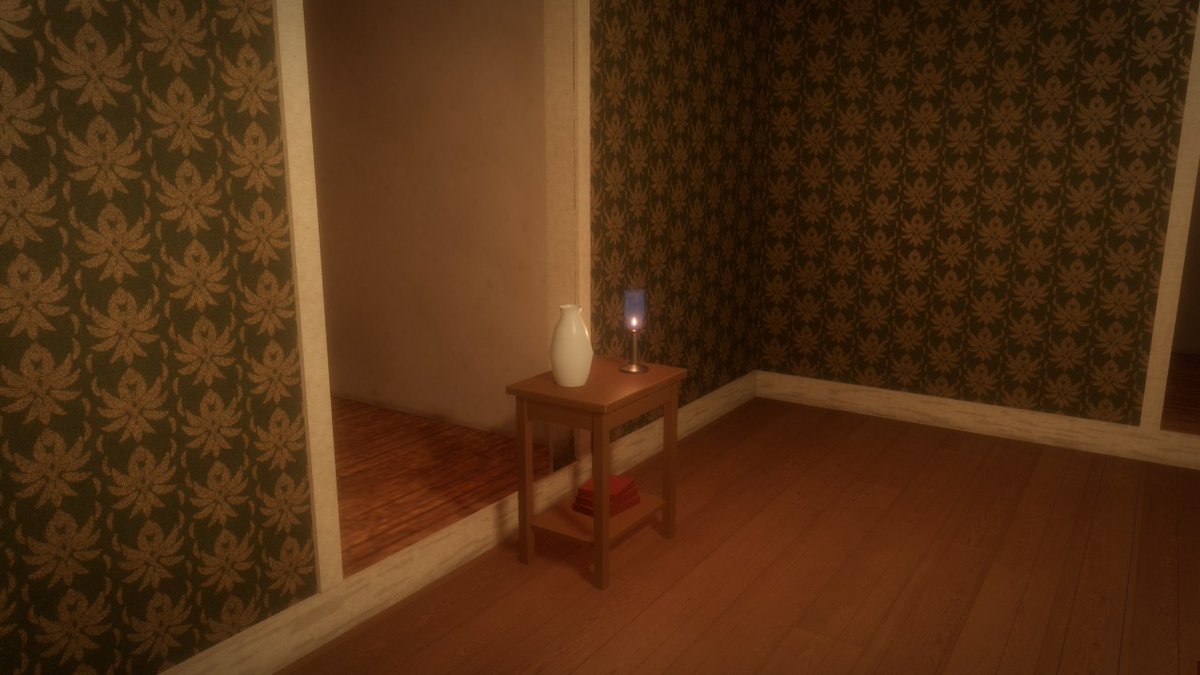 arcwrightengine's tweet photo. Every object we forge now knows what each of its parts is made of.

Shoot the oak table and it splinters. The porcelain vase cracks. A round goes through window glass and stops in the plaster.

The new entrance hall runs at a steady 60 fps. Built with Claude Opus 5.5. #gamedev https://t.co/RZVH5KSoAJ