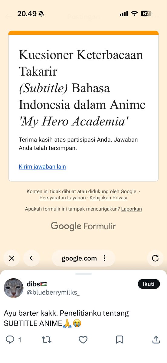 alyeeys's tweet photo. @blueberrymilks_ @utfess hii kakkk udah aku isi yaah maaciii🫰🏻 https://t.co/mK25wKSlOK