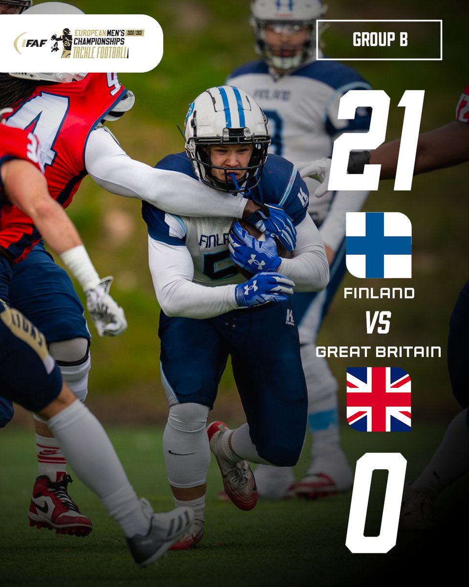 IFAFMedia's tweet photo. Five-time European champions Finland 🇫🇮 beat Great Britain 🇬🇧 21-0 in Group B.

📷: Jari Turunen

#ifaf #EuropeanChampionships https://t.co/bmMUwBrEj4