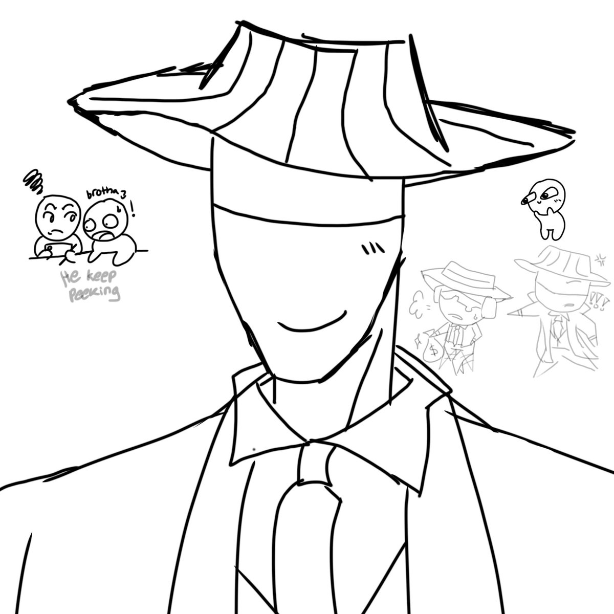 SomeoneWeird77's tweet photo. My old old drawin #doublefedora #mafioso #forsaken https://t.co/0qlLcQpg9y