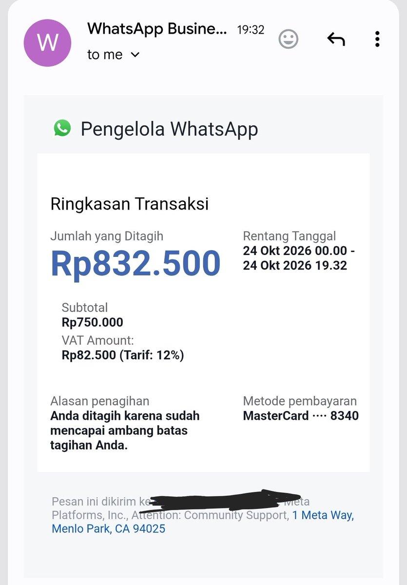 hyperbloon's tweet photo. guys and gays please hati hati ya kalo dapet email kayak gini. i did a little digging and it's definitely a phising scam berkedok tagihan wassaf. ini akhirnya gue report as spam karena udah spam banget dari tadi sore. https://t.co/PbX3DbEu5o