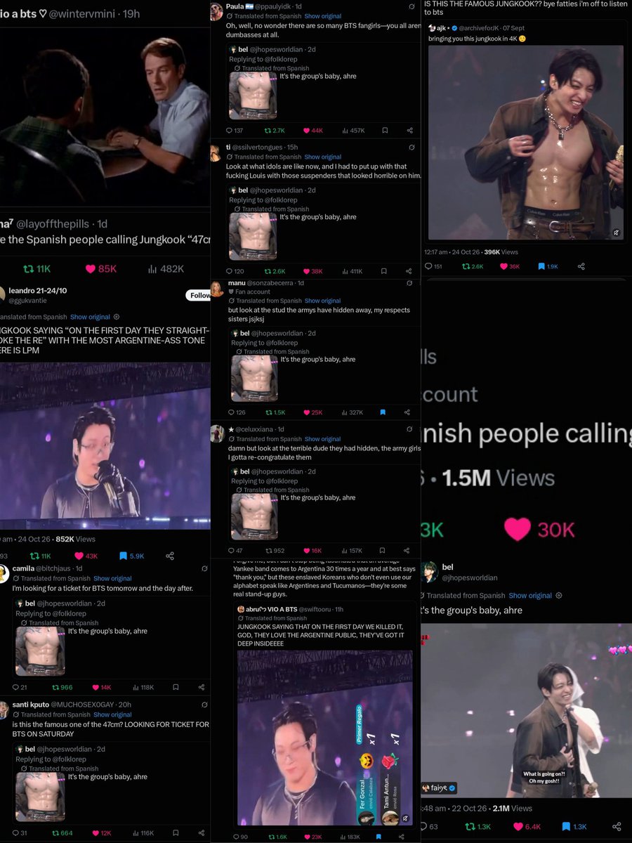 jeonprotector's tweet photo. The way jungkook is going mega viral in argentina right now 🤯 all locals are crashing over him oh boy 😭 https://t.co/X8eoxYerAf