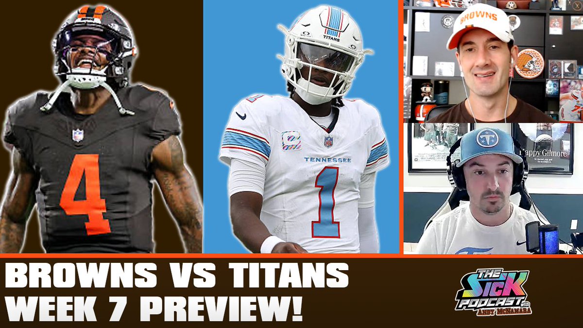 AndyMc81's tweet photo. 🚨New Episode🚨

Can the #Browns hold onto 1st place, &amp; beat the #Titans in Tennessee?

@SickPodTitans host @J13Foote joins Me to preview Sunday’s game, state of both franchises, best bets + predictions.

📺: https://t.co/sYFfQtdwCF 
🎧: https://t.co/arBzZn2S4t #thesickpodcast https://t.co/evmmz6DucE