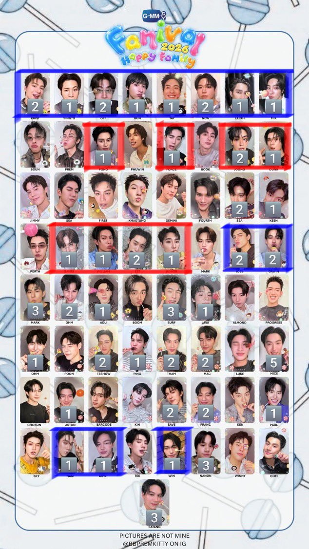 janeinTHAILAND's tweet photo. 🤲🏻譲渡 / WTS トレカ
#GMMTVFANIVAL2026HappyFamily

【譲】🔢
【求】190円+送料(240円)

🔴は無印の中から2枚以上抱き合わせ
🔵は無印の中から1枚以上抱き合わせ
⚪無印は1枚からOK

郵送or都内手渡し
多い方優先、先着順ではないです。
欲しい方はリプにお願いします。
どなたでもお気軽にどうぞ☺️ https://t.co/ioWFIROxZd