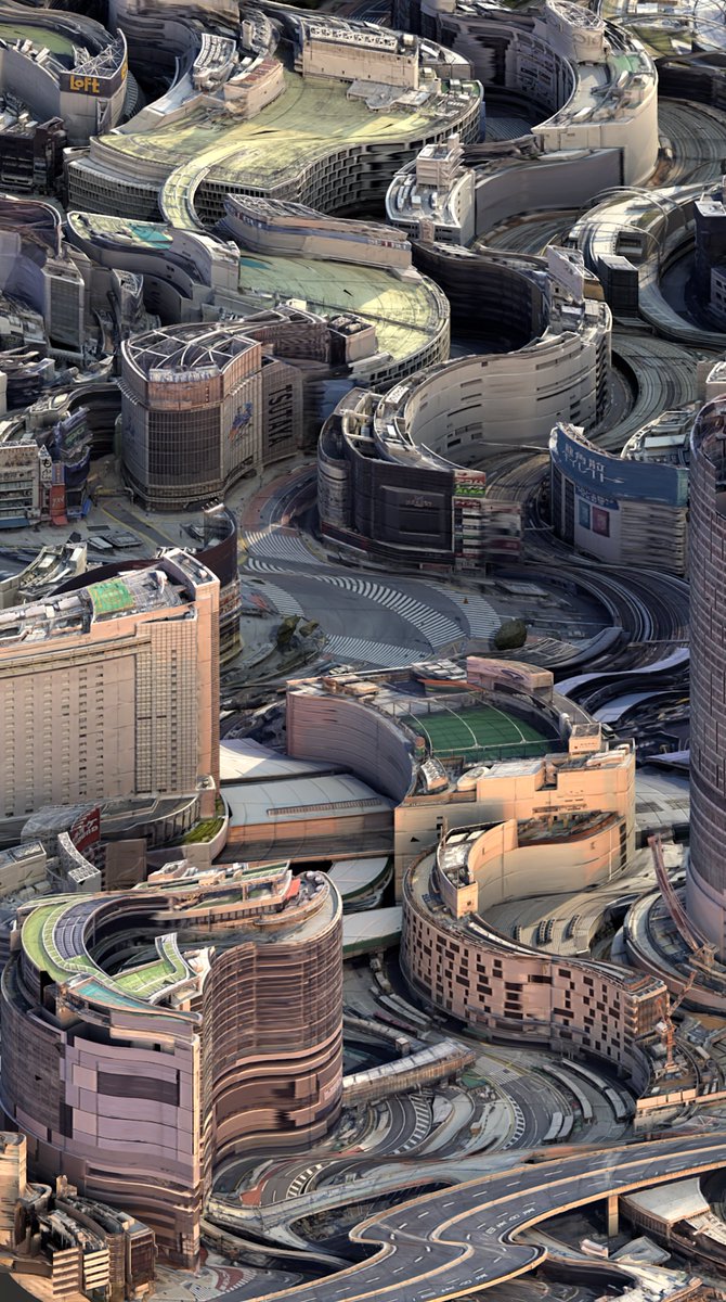 pierscowburn's tweet photo. Been playing with taking data from Google Earth, processing it in Houdini, and running out photorealistc renders of distorted cityscapes.

(no AI used btw) https://t.co/9NTYE9YoDI