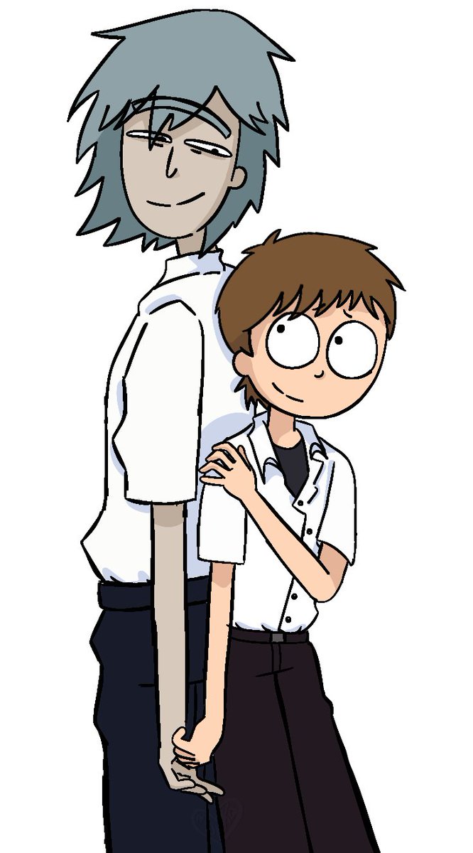 mokaqwq0_0's tweet photo. a simple drawing of Prime and Morty as Kaworu and Shinji https://t.co/YaO6SrU2Us