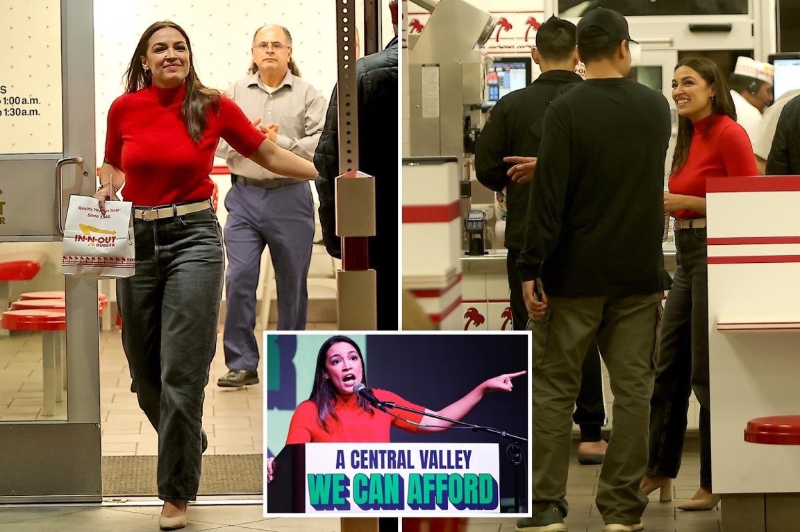 PollTracker2024's tweet photo. NYP: AOC stops by In-N-Out burger in Bakersfield during California campaign trip

Link to article: https://t.co/2aMUEDcQkm https://t.co/FSYNvofgXJ