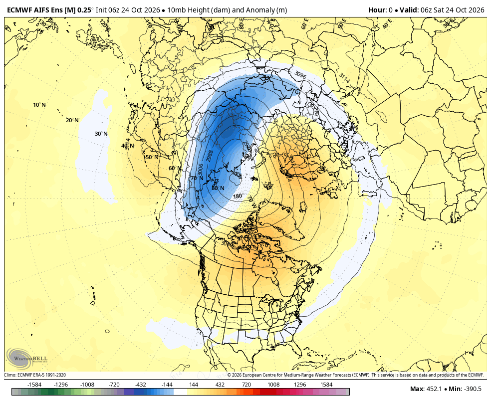 BigJoeBastardi's tweet photo. Day 1 to 15, complete flip in the stratosphere.  Expect days 15- 45 to be wild, as a powerhouse El nino intersecting with an early-season warming like this is unprecedented ( it happened in 68, but that was weak). Also my pet late-season tropical impact analog. https://t.co/f3w4O85Jn4