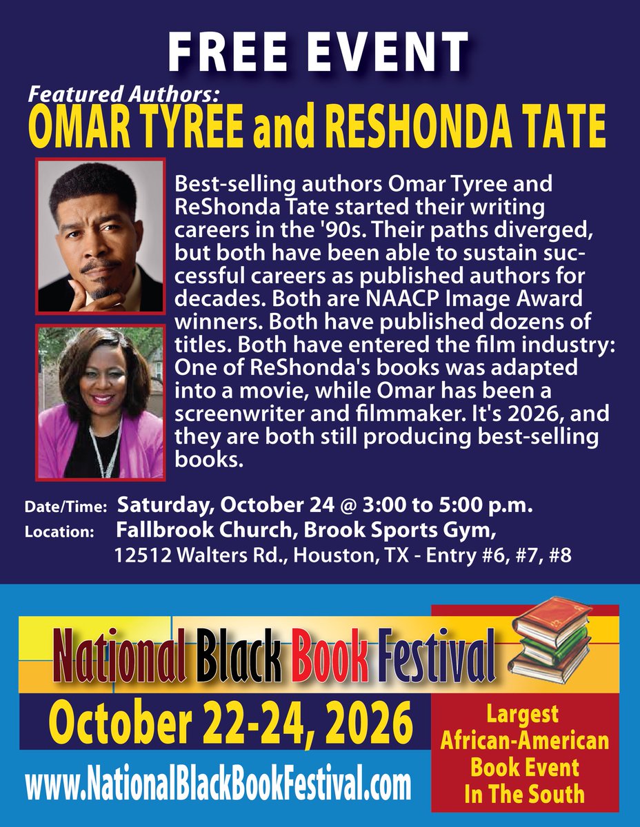 omartyree's tweet photo. #LOOKOUT FOR ME ~ #TODAY ~ IN #HOUSTON / #HTOWN π₯π₯π₯
/ YUP! @ #NATIONALBLACKBOOKFESTIVAL @ #FALLBROOKCHURCH / Thatβs #FALLBROOK #CHURCH @ 12512 Walters Road / From 2 - 6 PM ~ TODAY / #TOUCHDOWNINBRAZIL by #OMARTYREE @ https://t.co/DflgLMoSf2
/ #FOLLOW the #FLOW on #Instagram ποΈ https://t.co/msKOf5scKI