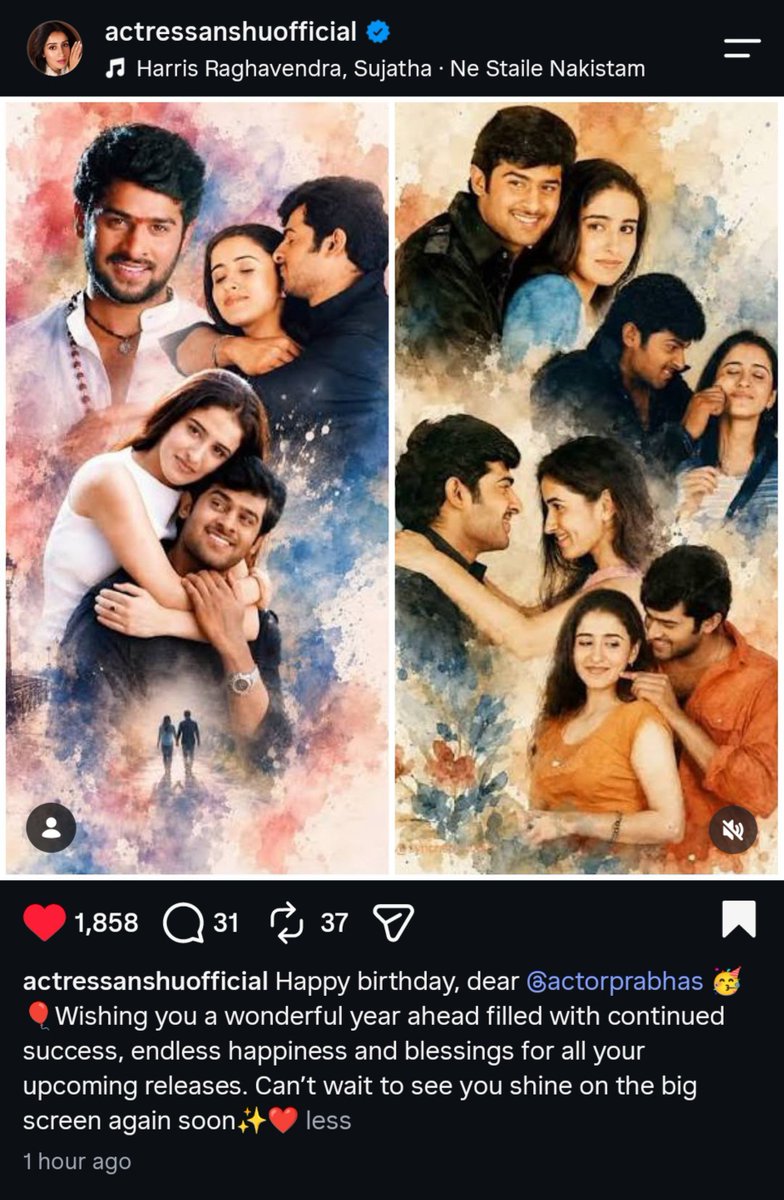 PrabhasNetwork_'s tweet photo. Heartful Wishes from His #Raghavendra Movie Actress #Anshu Gaaru 🙌❤️‍🔥😍

#Prabhas #HappyBirthdayPRABHAS 👑❤️‍🔥 https://t.co/DXUxTfvfU2