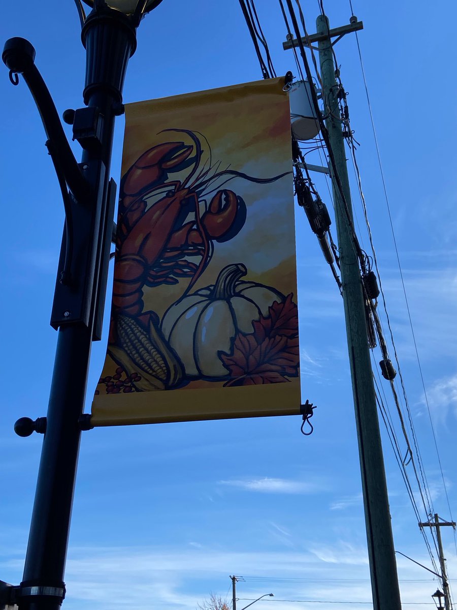 coffeeShihTzu's tweet photo. Lovely morning to stroll Shediac, the banners are hand painted by local artists 🥰 https://t.co/JAuLDhcqML