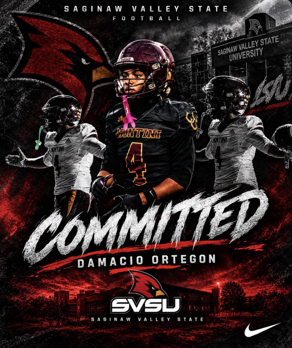 damacioortegon4's tweet photo. 100% COMMITTED! ❤️🤍🖤

Blessed to announce my commitment to Saginaw Valley State University to continue my academic and football career! Thank you to God, my family, coaches, teammates, and everyone who helped me get here.
@MontiniFootball @wtjr_19 @FBCoachEngle @_CoachHoov @CoachGus90 @CoachRGoode @AllenTrieu @EDGYTIM @Sports4Illinois @offsznbrand 

Let’s work. 🐦‍🔥

#SVSU #GoCards #Committed