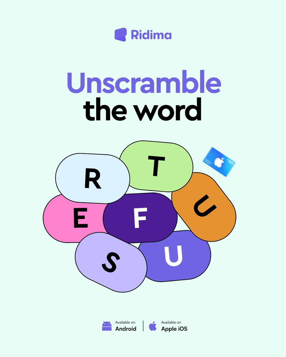 myridima's tweet photo. @RidimaAfrica Think you know your crypto? 👀

We’ve scrambled a crypto word. 🧩

Unscramble it. Name it. Win it. 💸

3 lucky winners will walk away with cash prizes. 🔥

To qualify:
• Follow @RidimaAfrica
• Like + repost 🔁
• Drop your answer in the comments https://t.co/TkJybcAXOX
