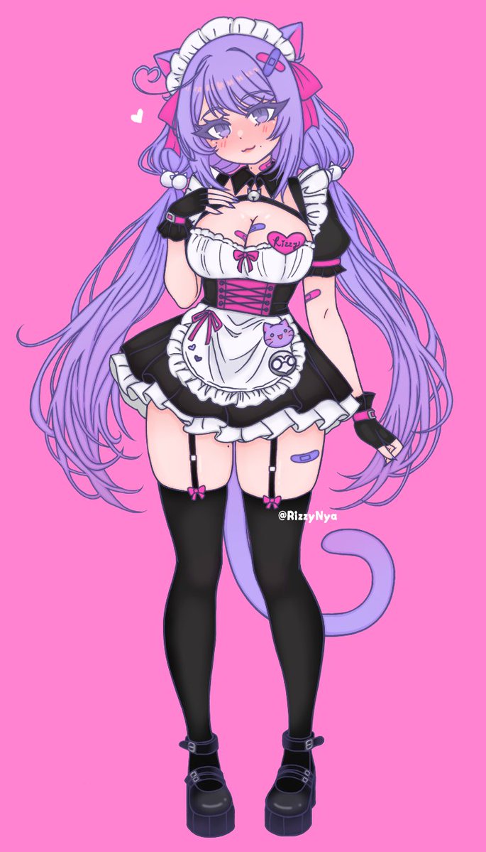 RizzyNya's tweet photo. Maiddddd train!~ 
Choo choooo!! 

Vtubers! Let’s see those maid outfits~ 🖤🖤🖤🖤 https://t.co/NiGd1TgmO1