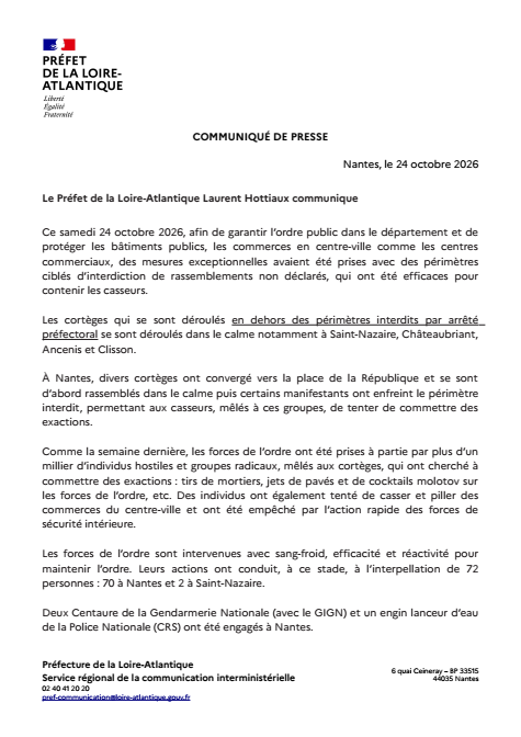 Prefet44's tweet photo. #Information | Le Préfet de la Loire-Atlantique Laurent Hottiaux communique ⬇️ https://t.co/ioaS5h9S51