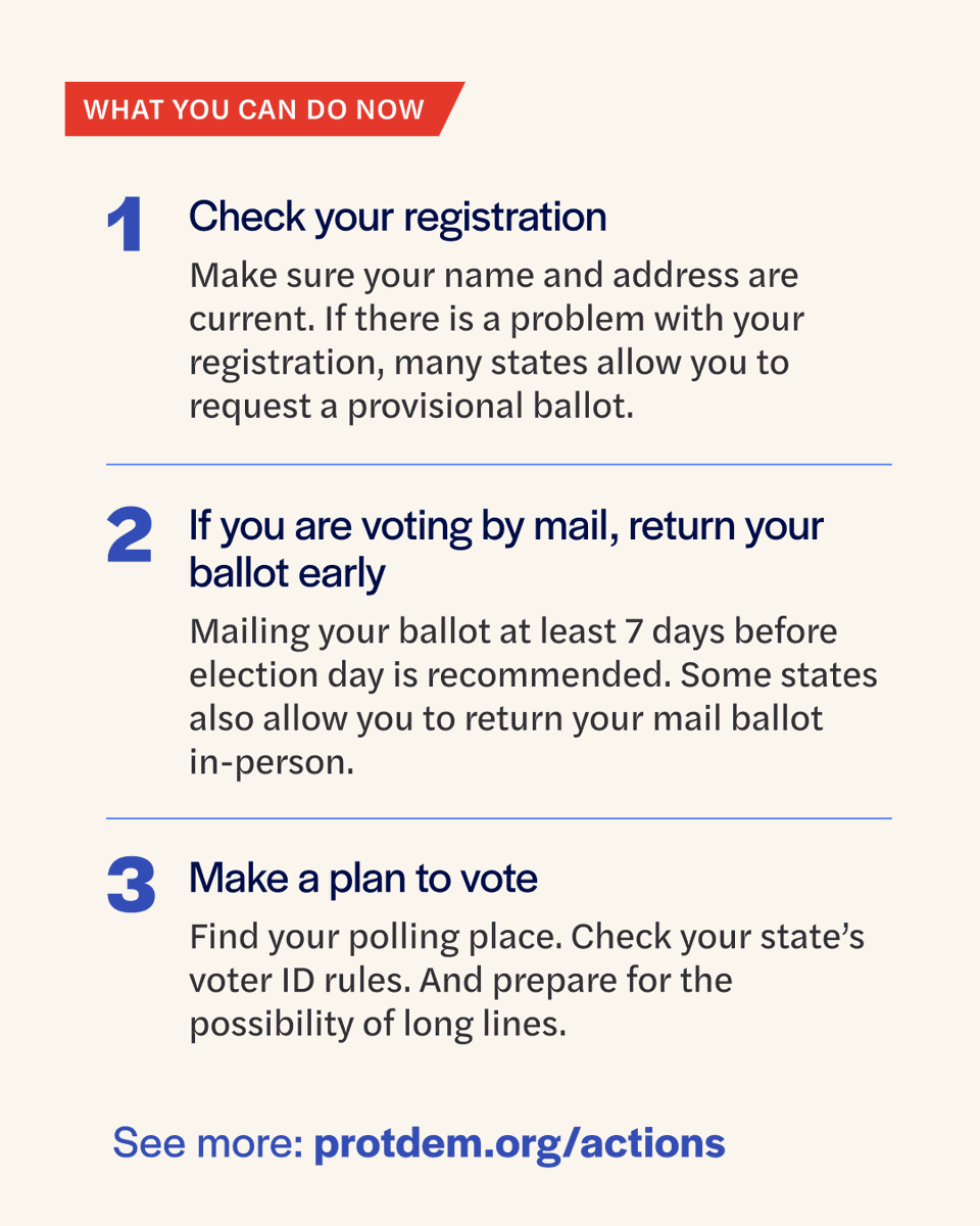protctdemocracy's tweet photo. We’re 10 days out from Election Day. Are you ready to cast your ballot? Here's what you can do today:
✅ Check your registration
✅ Voting by mail? Return your ballot early.
✅ Voting in person? Make a plan

Prepare and protect your right: https://t.co/UBL9biAdqe https://t.co/9FhiuINxg7