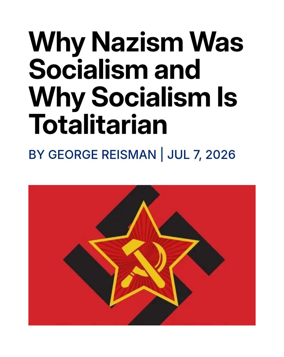 CapitalismMag's tweet photo. HITLER IS A "LEFTIST"

"Nazi Germany was a SOCIALIST state, not a capitalist one. ...Socialism, understood as an economic system based on government ownership of the means of production, positively requires a TOTALITARIAN DICTATORSHIP."

Learn more in comments. https://t.co/hTTKD58o84