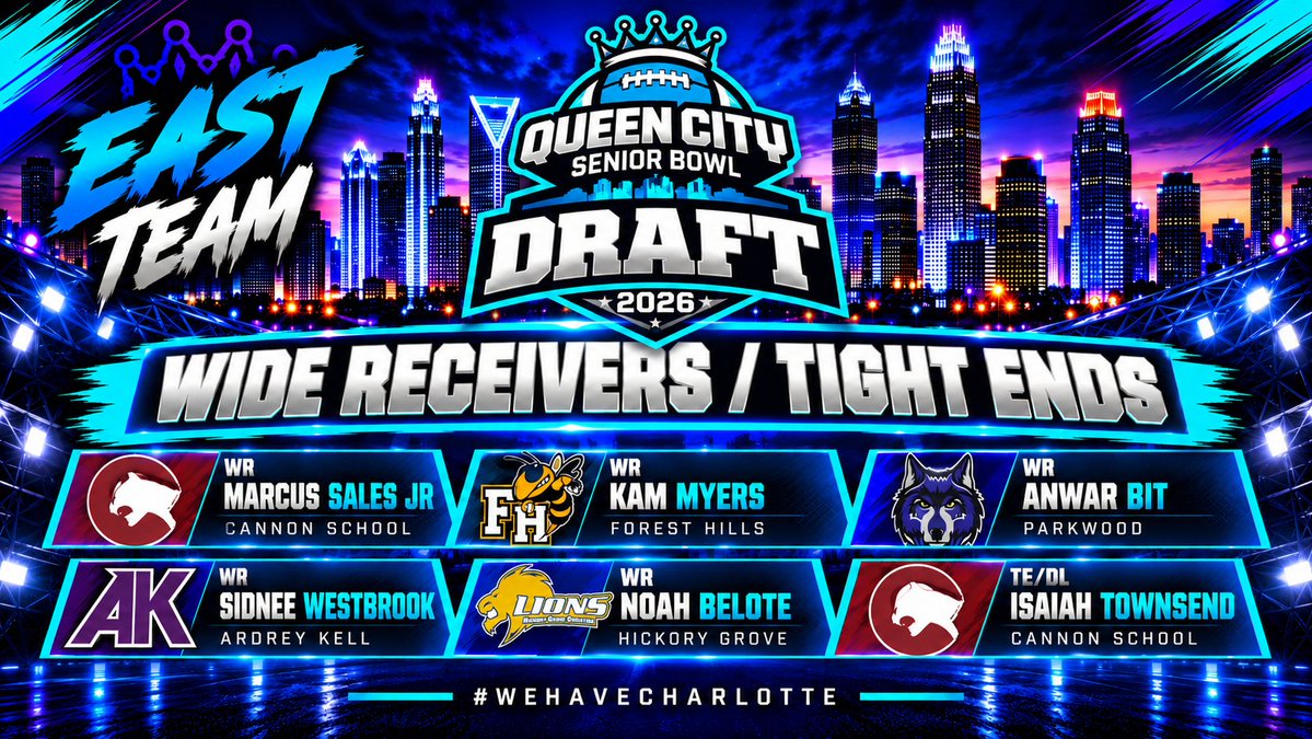 qc_seniorbowl's tweet photo. 2026 Queen City Senior Bowl Wide Receivers &amp; Tight Ends https://t.co/yXjsubcXyX