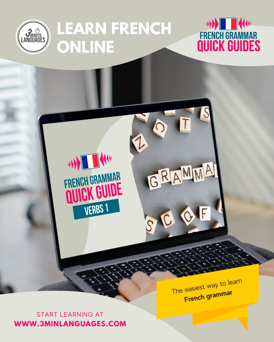 3MLanguages's tweet photo. Bonjour 🙂🇫🇷

My French Grammar – Quick Guide – Verbs 1: master infinitives, the “going” future, the present perfect &amp; the present tense.
 Start 👉 https://t.co/GCq9Y979bR 

All my French courses: https://t.co/OqkdEn4lb0 

#learnFrench #Frenchgrammar #Frenchlessons https://t.co/GgcnTRzqKw