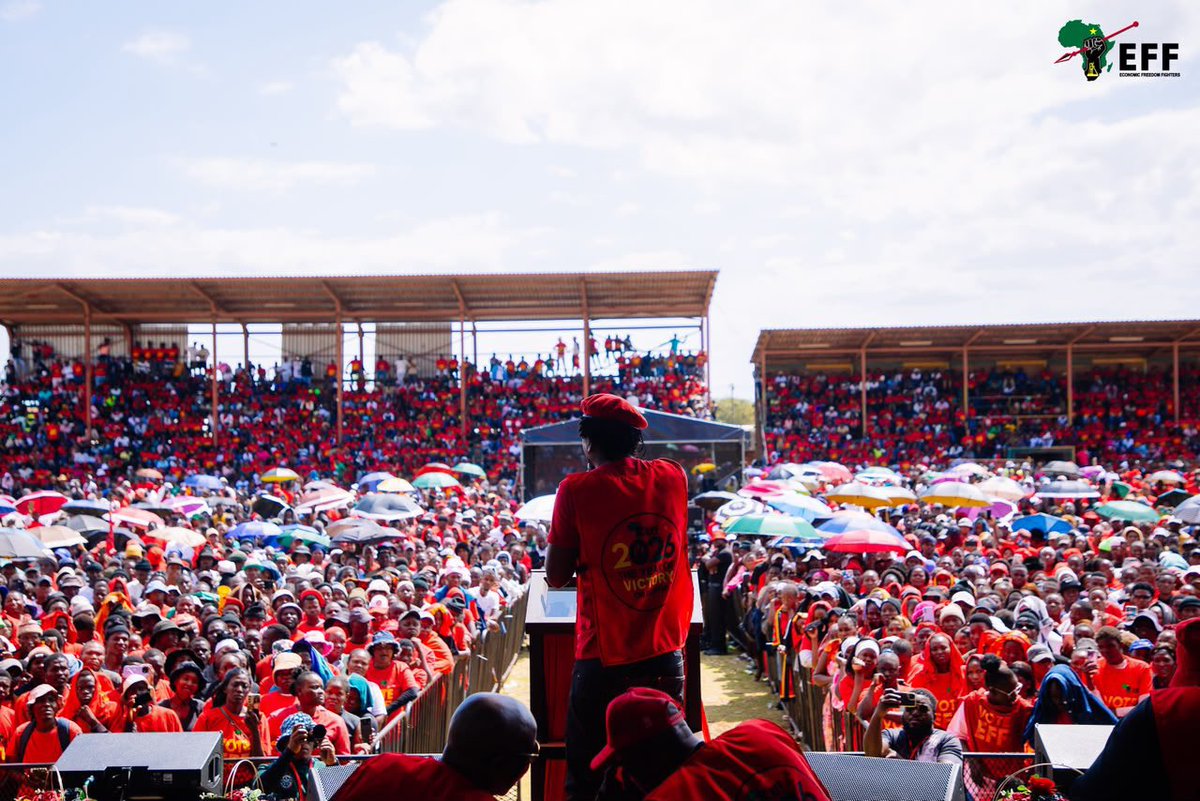MTshwaku's tweet photo. From Nkomazi to Mbombela to Madibeng, the same day. 

Bakuphi abo "EFF is dying"? 👀
They came with PowerPoint presentations to destroy the EFF, not knowing they were dialectically propelling the organisation to greater heights.

The ground has spoken. 

#VoteEFFLGE2026 https://t.co/2TEqHsZiLY