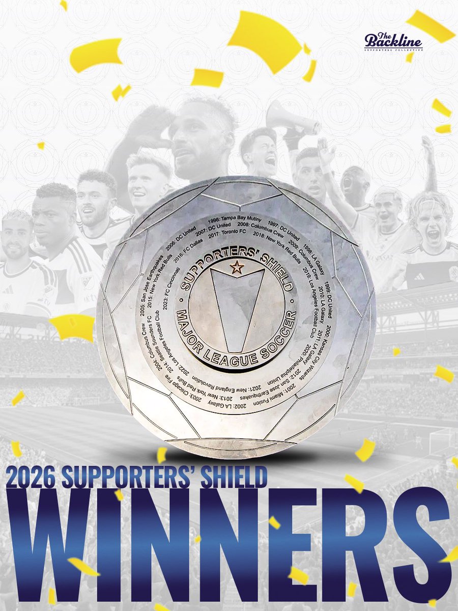 TheBacklineSC's tweet photo. BEST TEAM IN THE MLS
The Boys in Gold are your 2026 Supporters’ Shield Winners https://t.co/AxAVdkEVaZ