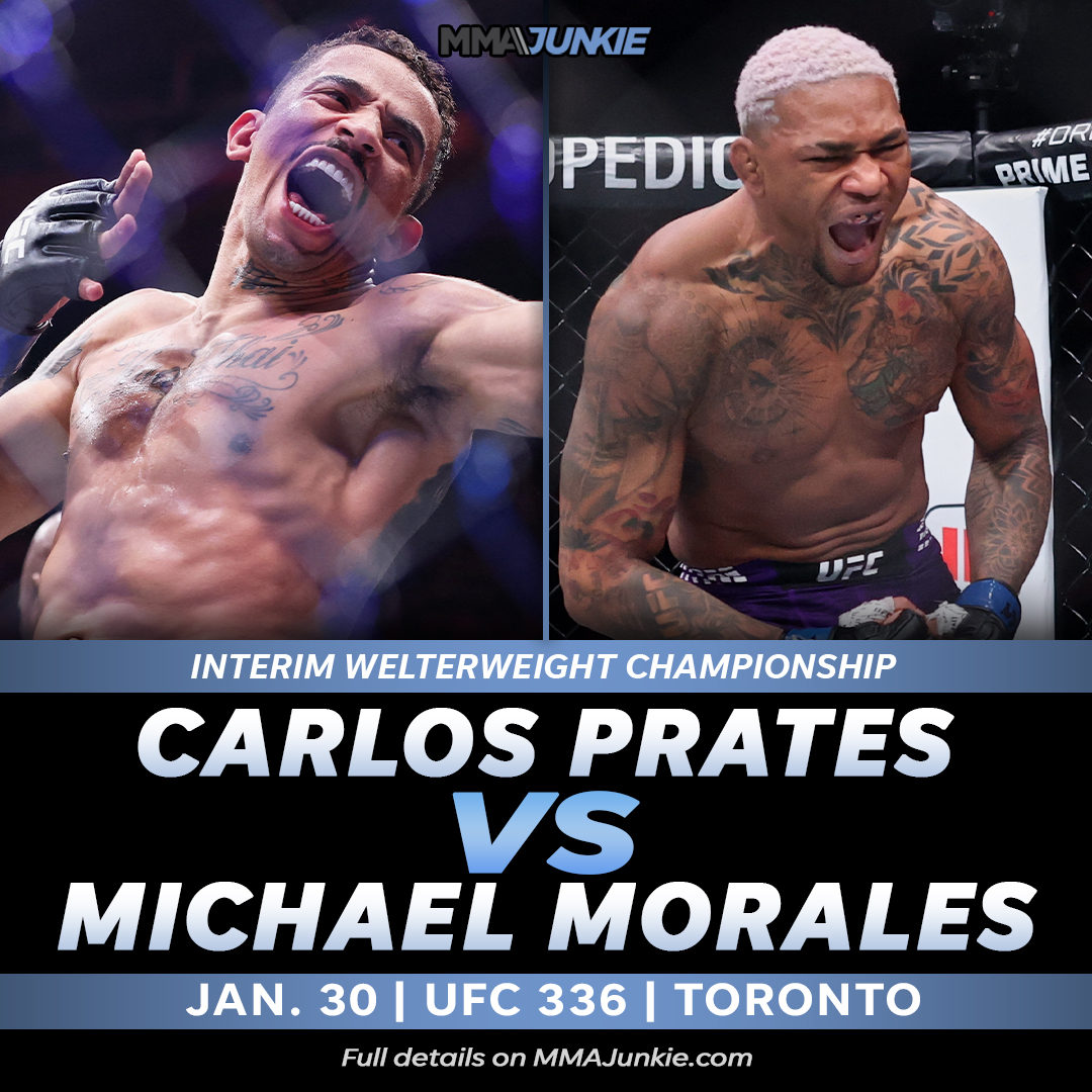 MMAJunkie's tweet photo. #BREAKING: Carlos Prates vs. Michael Morales for INTERIM gold headlines #UFC336 with Islam Makhachev unavailable 🏆 https://t.co/RF4TiZbOpz