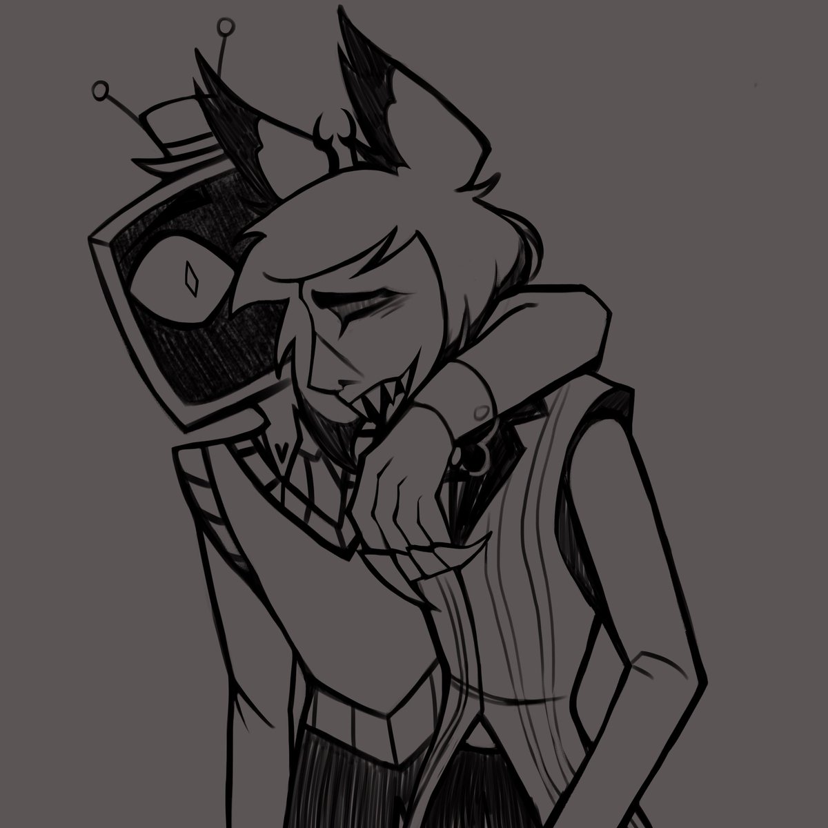 st4tixie's tweet photo. #alvoxtober2026 
day 22: possessiveness 
pov someone looked at alastor too long for vox’s liking (he will murder them after walking al home from the bar) 

#sparksduo #hazbinhotel #fanart https://t.co/cy0gUxQI8k