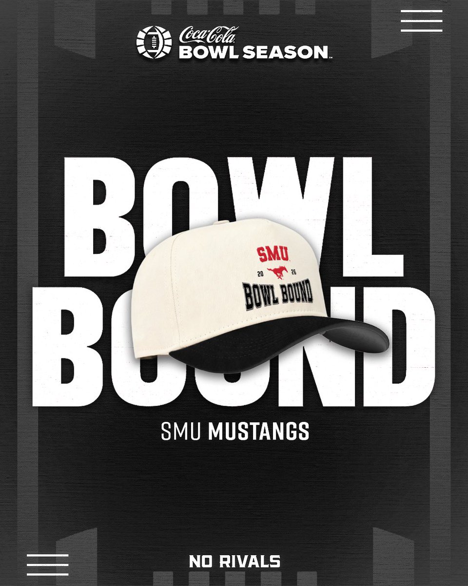 BowlSeason's tweet photo. GO MUSTANGS! 6️⃣ wins and SMU is officially #BowlBound! Next stop: Bowl Season. #Norivals #BowlSeason https://t.co/wrdeU4qZfi