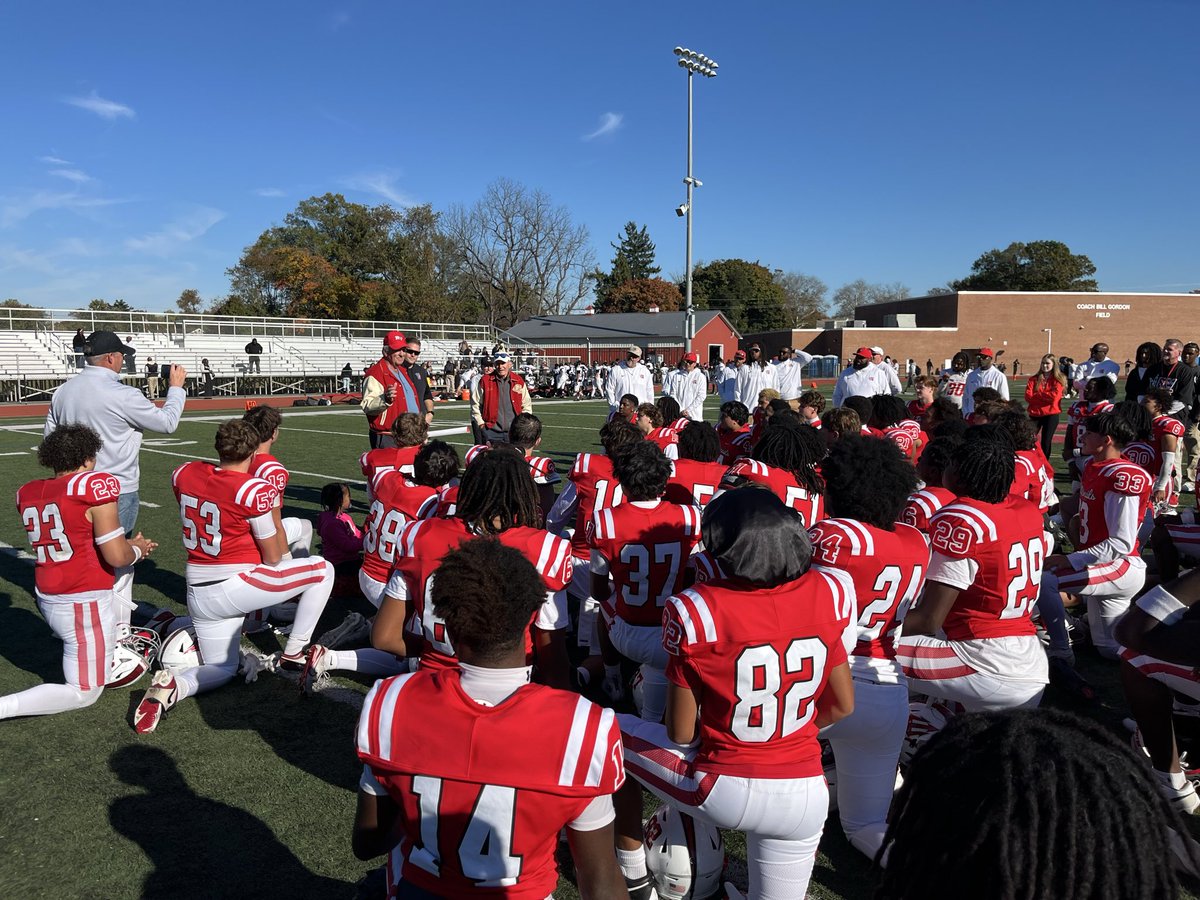 OfficialKEmmons's tweet photo. Rancocas Valley football completed its first undefeated regular season in 60 years. Members of the 1966 team talked to the Red Devils following their 42-0 win over Burlington Township on Saturday afternoon. @SJSportsZone 🏈

@RVRHS_Athletics @CoachLucas74 @RVREDDEVILS @Mtrible https://t.co/9HA80EMp3e